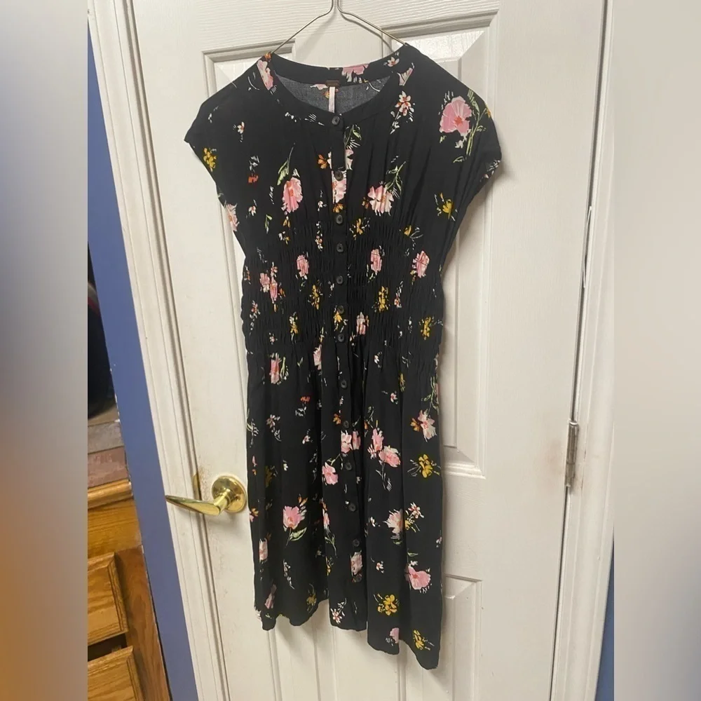 Free People The Greatest Day Smocked Mini Floral Dress S